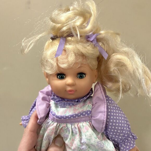 Vintage Simba My Love 90’s Baby Doll Open Close Eyes Blonde Purple Floral READ - Picture 3 of 12